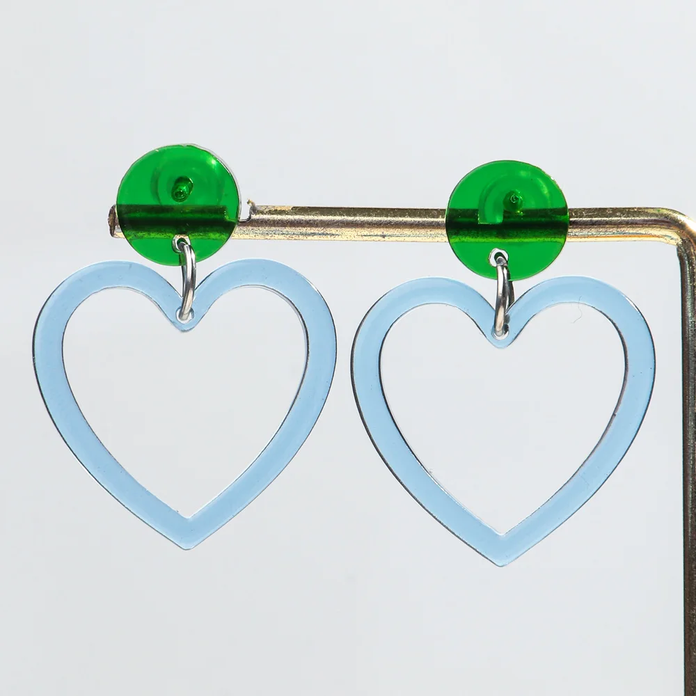 New Fashion Acrylic Clear Colorful Heart Drop Earring for Women Neon Color Geometric Heart Shape Earrings 2024 Party Jewelry