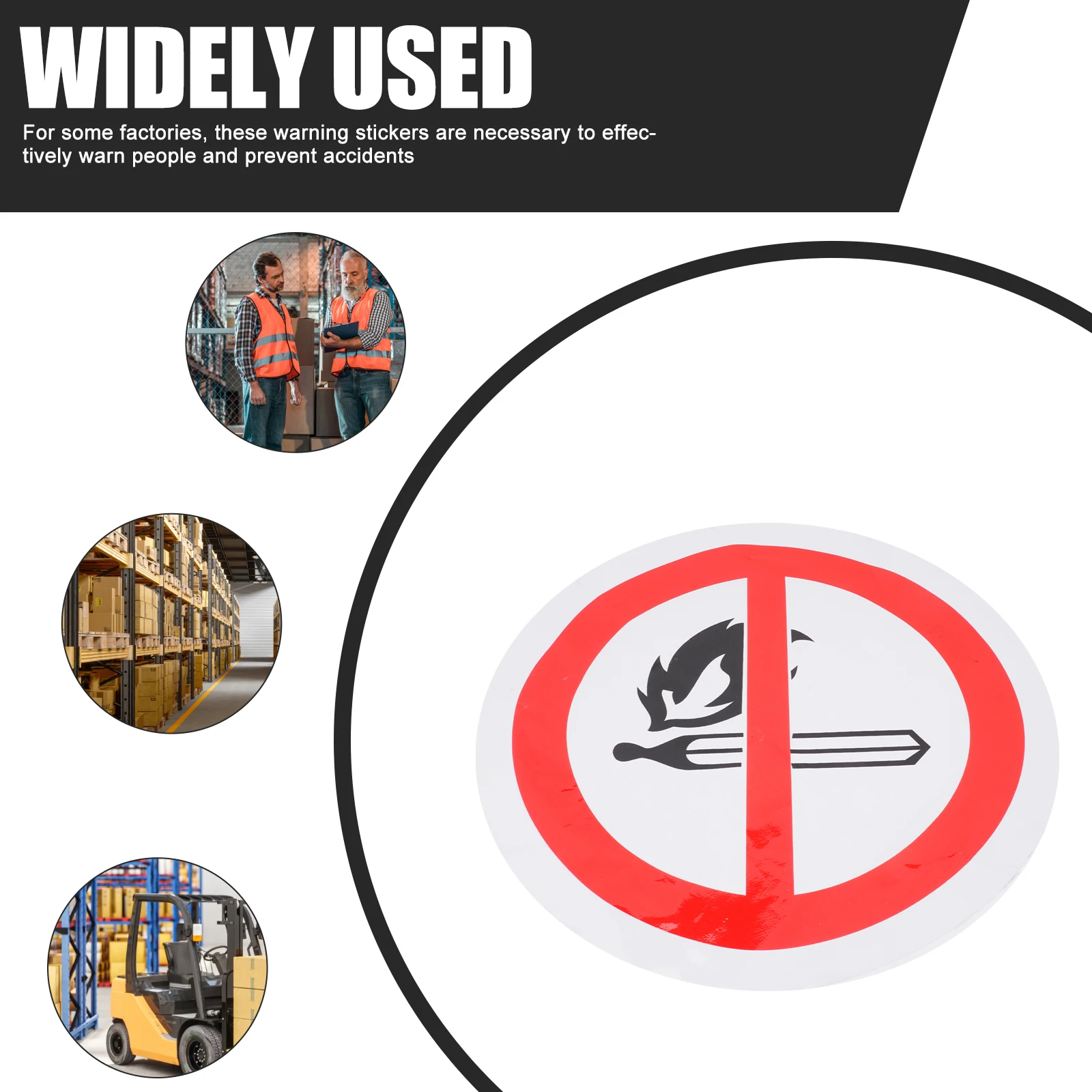 PVC Warning Stickers No Open Flames Safety Strong Viscosity Self Adhesive Caution Decals Machine Signs Dangerous Equipment