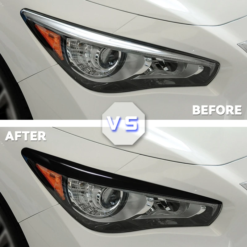 Headlights Eyebrow Eyelids Trim Cover For Infiniti Q50 2014 2015 2016 2017 2018 2019 2020 2021 Car Stickers Eyelids Trim Cover