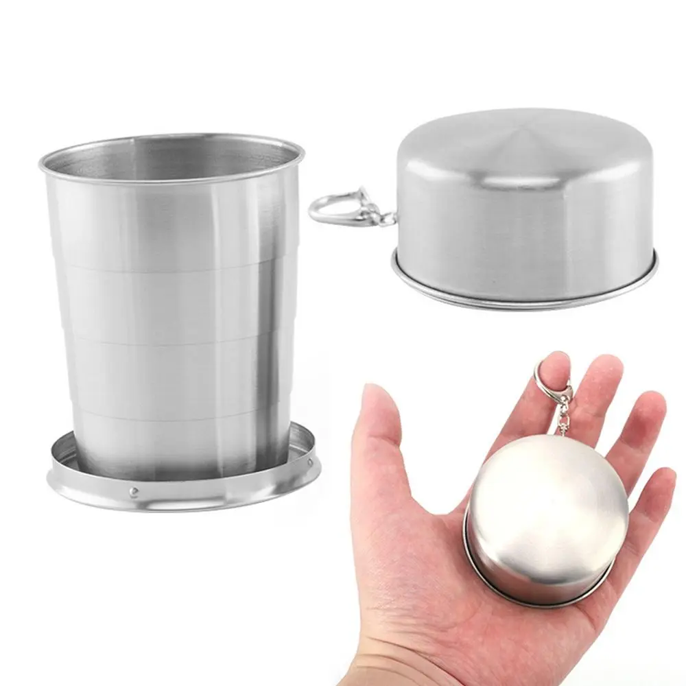 75ml/150ml/250ml/450ml Stainless Steel Folding Cup Telescopic Mug for Tea with Keychain Handcup Portable Outdoor Travel Camping