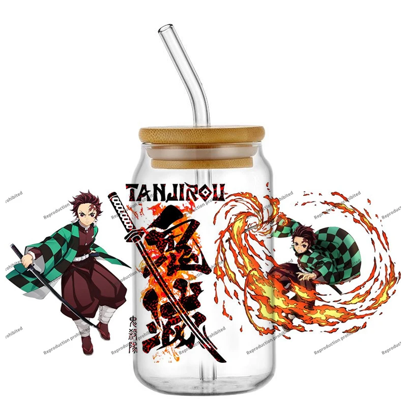 

Japanese style anime UV DTF Decal Cartoon Wrap For 16oz Libbey Glass Can Cup Coffee Wholesale Car Sticker Customized Gifts