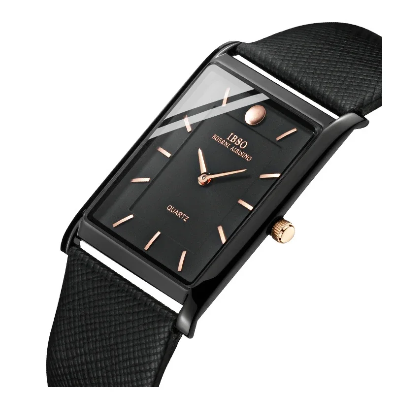 Luxury Men Rectangular Watches Business Black Leather Waterproof Man Handwatch White Top Brand Original Male Dress Wristwatch es