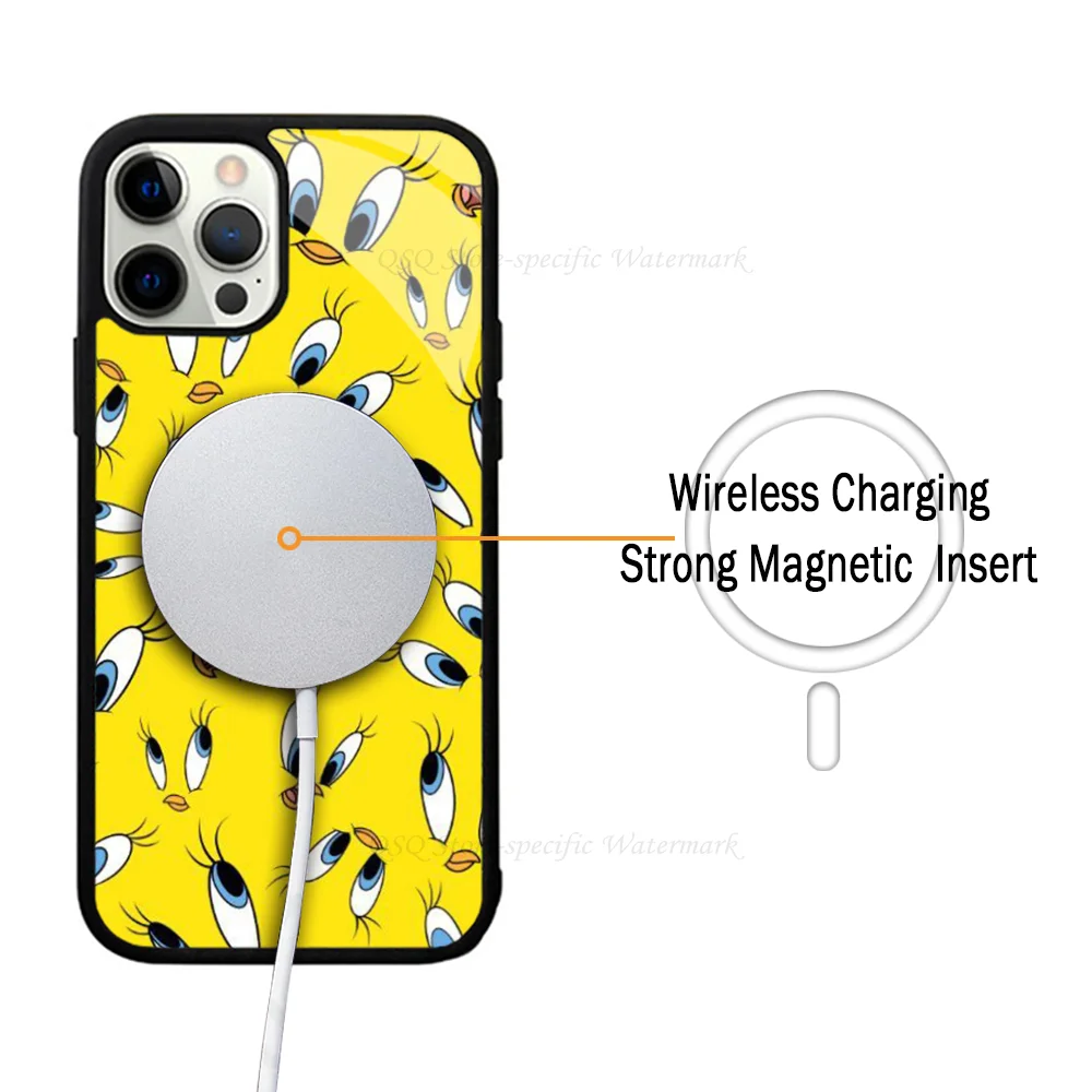 Cartoon-Tweety-Bird-Piolin Phone Case Strong Magnetic For IPhone 15 14 13 Pro Max 11 12 Magsafe