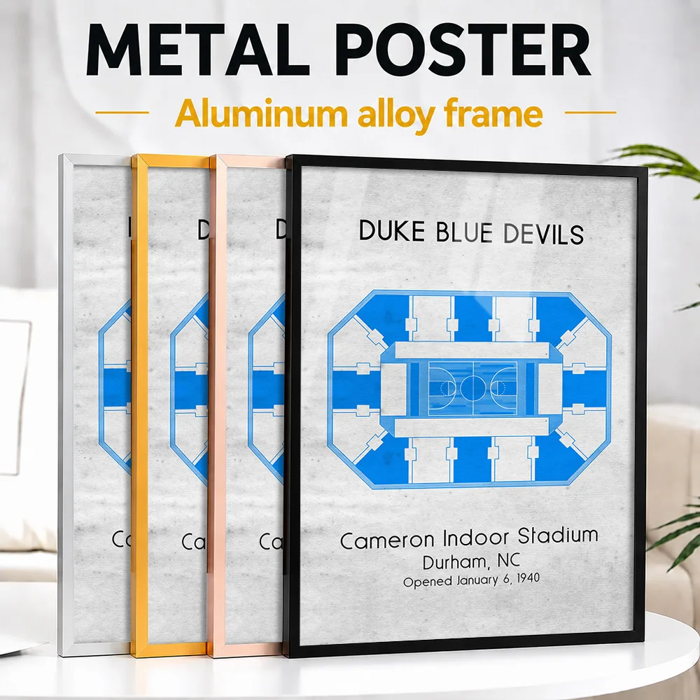 Cameron Indoor Stadium Metal Poster With Aluminum Alloy Frame Customized Technical Drawing Wall Art For Clubhouse Reception Area