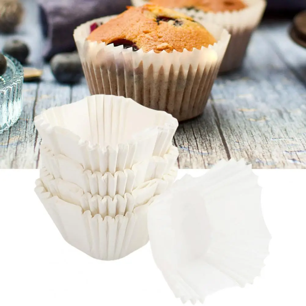 100Pcs Cake Cup Heat Resistance Easy to Release Waterproof Oilproof Disposable Oven Safe Square Cake Cup Kitchen Gadget