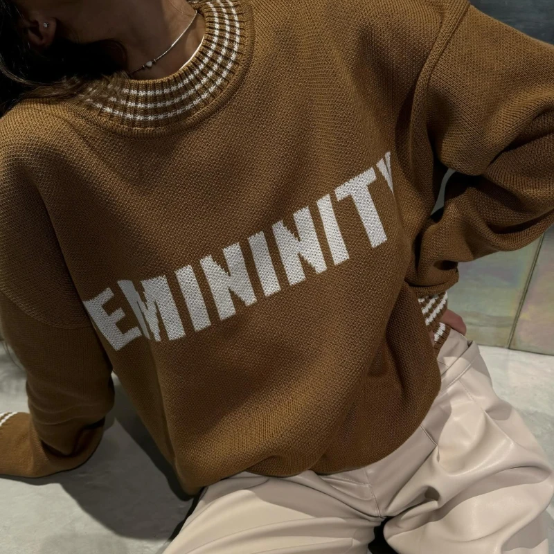 

Женские пуловеры, свитера, топы, вязаные Y2k, уличная одежда, джемперы с круглым вырезом и длинными рукавами, элегантные вязаные джемперы на осень-зиму