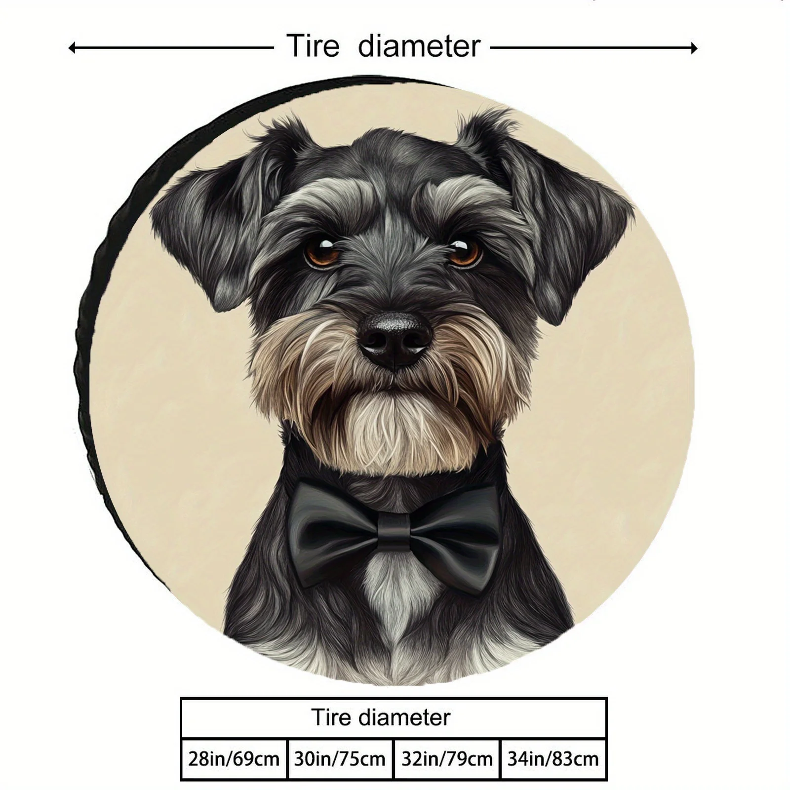 1pc Exquisite Printed Universal Spare Tire Cover, Featuring A Black Dog Pattern Design. Available In Multiple Sizes To Fit Vario