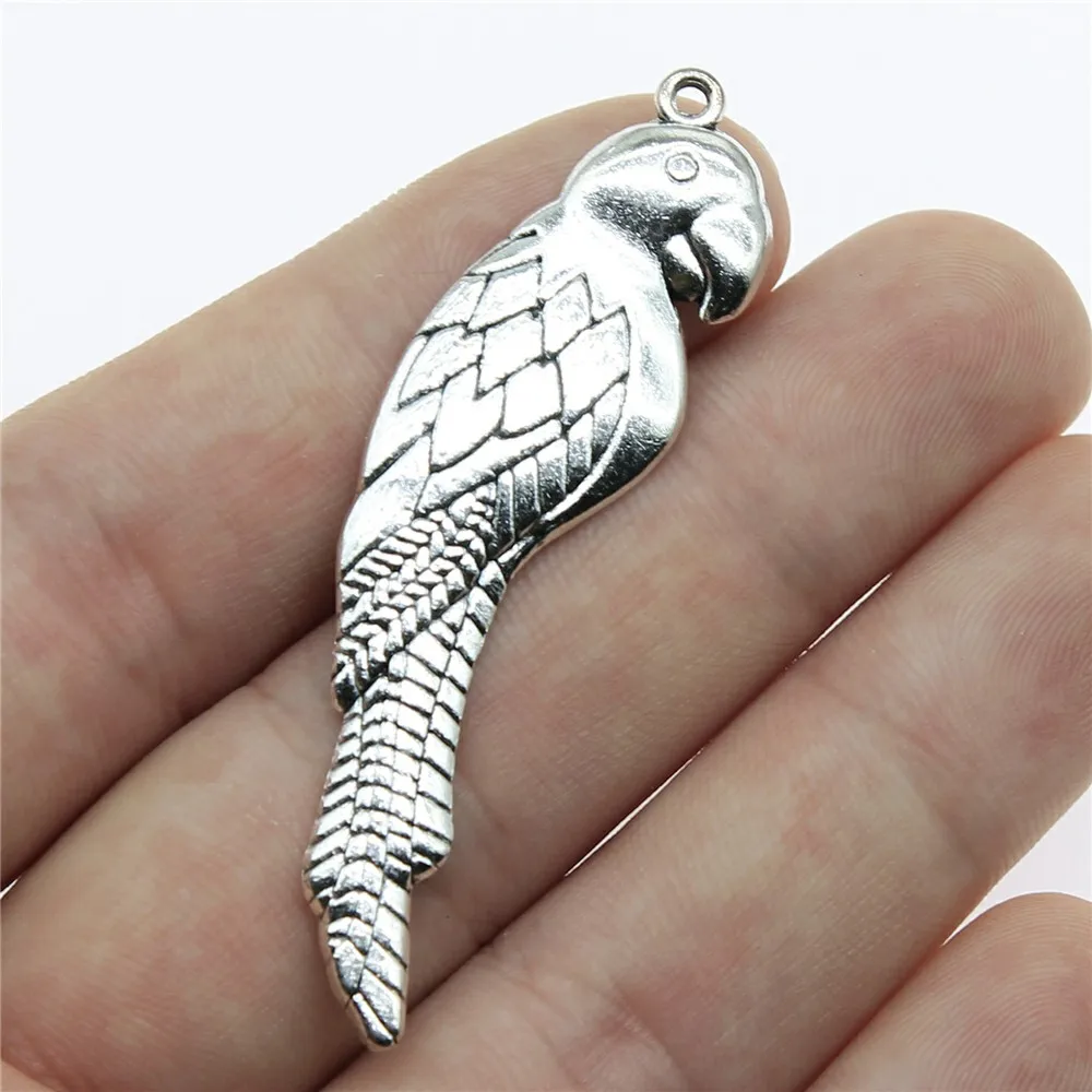 WYSIWYG 5pcs 58x16mm Antique Silver Color Antique Bronze Color Bird Parrot Charms Pendant DIY Jewelry Findings