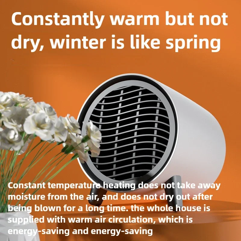 500W Small Electric Heater Desktop Heater Room Heating Office Quick Heating Hot Air Fan PTC Household Heater Low Noise