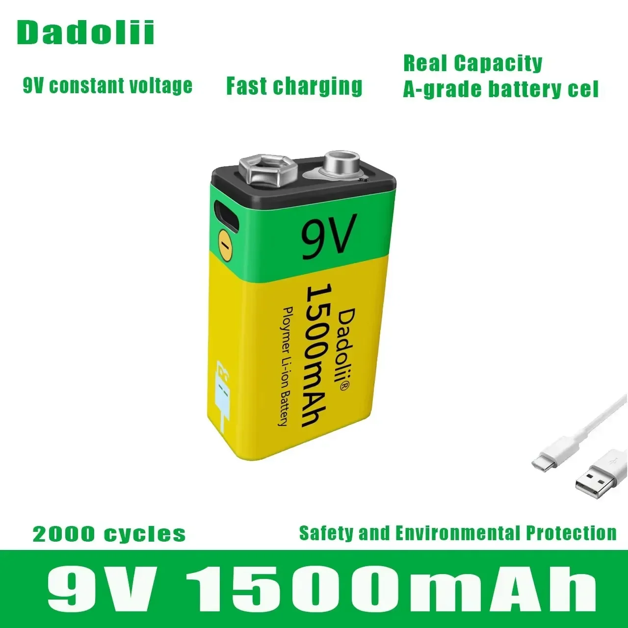 2024 9V 1500mAh li-ion Rechargeable battery Micro USB Batteries 9 v lithium for Multimeter Microphone Toy Remote Control KTV use