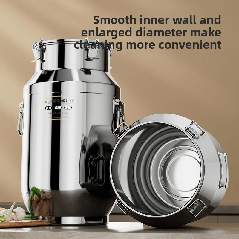 Premium Airtight Stainless Steel Canister Large Capacity Rice Bin for Kitchen Tea Container with Lid Anti-Corrosion Food Jar view 2