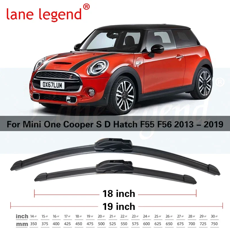 For MINI Mini One Cooper S D Hatch F55 F56 2013 - 2019 Car Front Rear Wiper Blades Windscreen Wipers Auto Windshield 19\