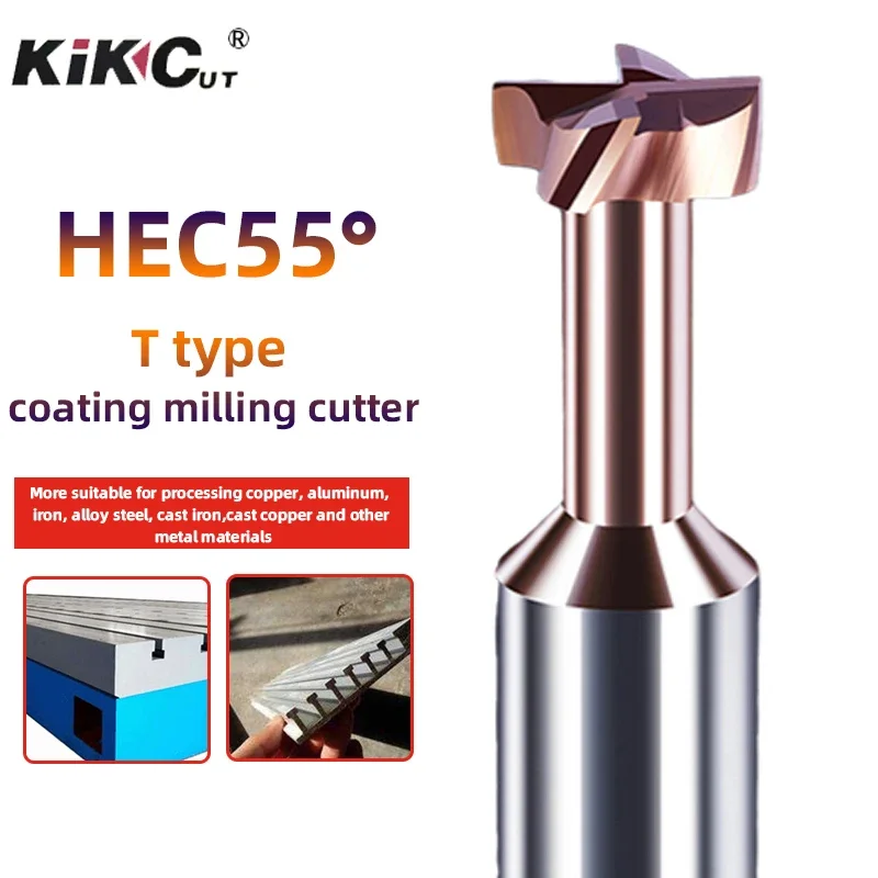 Carbide Straight Shank T Type Overall Tungsten Steel Alloy Machine Router Bits Coating Groove Milling Cutter CNC Tool