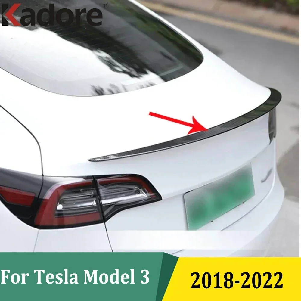 

For Tesla Model 3 2018 2019 2020 2021 2022 Rear Trunk Spoiler Cover Wing Tail Door Trim Sticker Styling Car Exterior Accessories