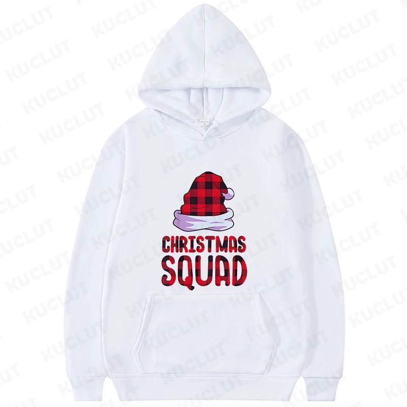 Christmas Squad Party Hoodies Women's Sweatshirts Friends Family Group Matching Christmas Pullover Hooded Hip Hop Outerwears