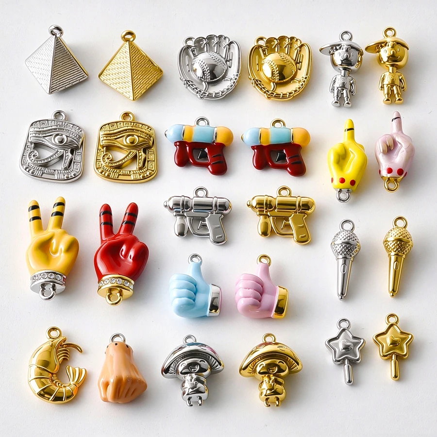 5Pcs Pyramid Hand Gesture Drip Oil Clenched Fist Gesture Pendant DIY Jewelry Making Stainless Steel Charms Gifts Accessories