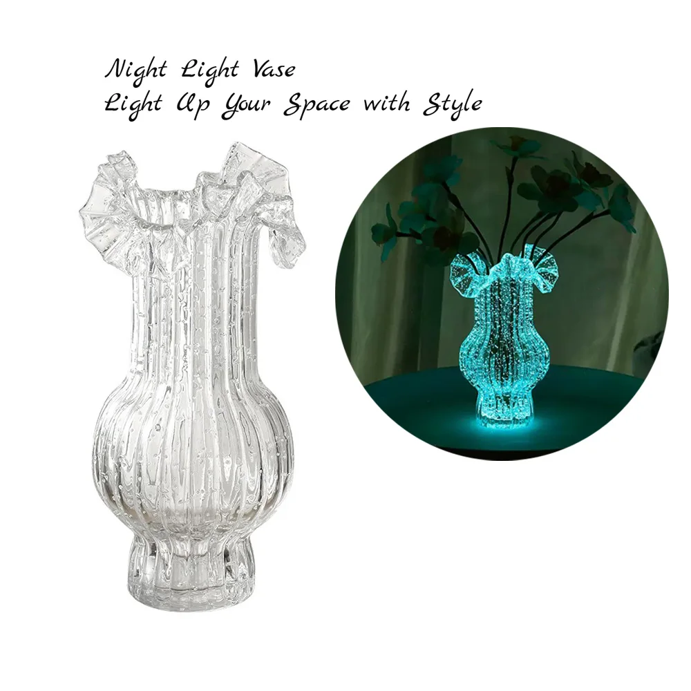 

Luminous INS Glass Vase Modern Minimalist Hydroponic Fresh Flower Decoration Fluorescent Vase Decor High-end Creative Glass Vase