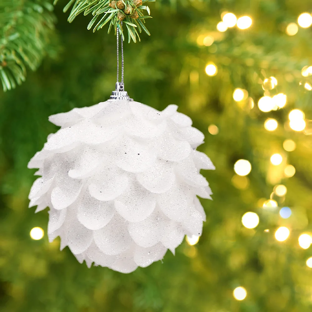 

3pcs White Christmas Foam Big Snow Ball Xmas Decoration Christmas Tree Hanging Pendant Flower Ball Petal for Home New Year 2023