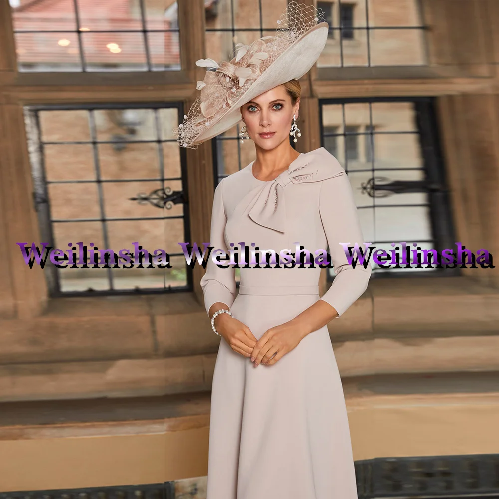 Weilinsha-Robe plissée pour la mère de la mariée, manches 2023, simple, ligne A, en jersey, robes de mariage, nouvelle collection 3/4