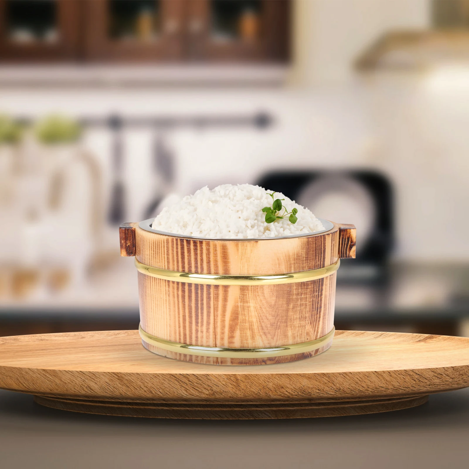 

Food Storage Bucket Sushi Rice Holder Container Wood Containers Stainless Steel Buckets