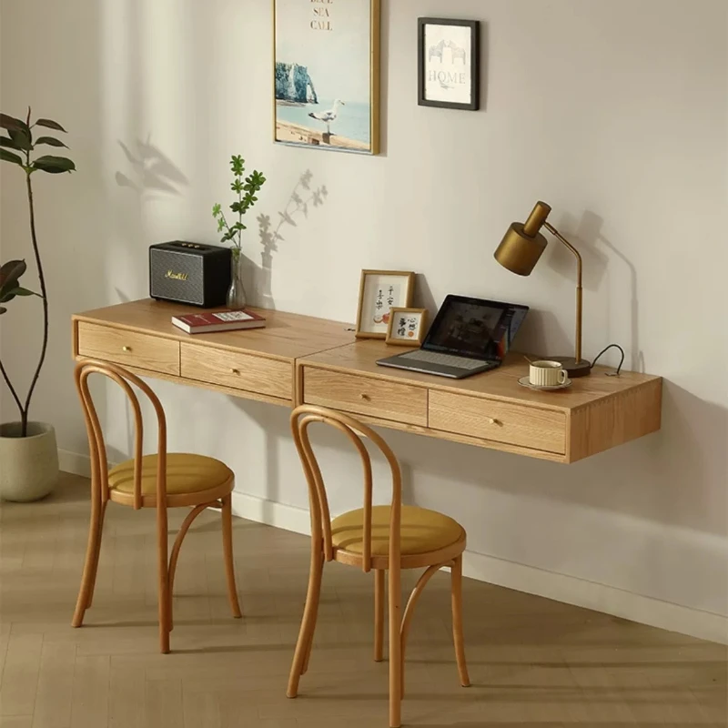 Nordic Designer Floating Desk Solid Wood Computer Desk for Living Room Study Creativity Bedroom Furniture Bureau Flottant FYFD view 2