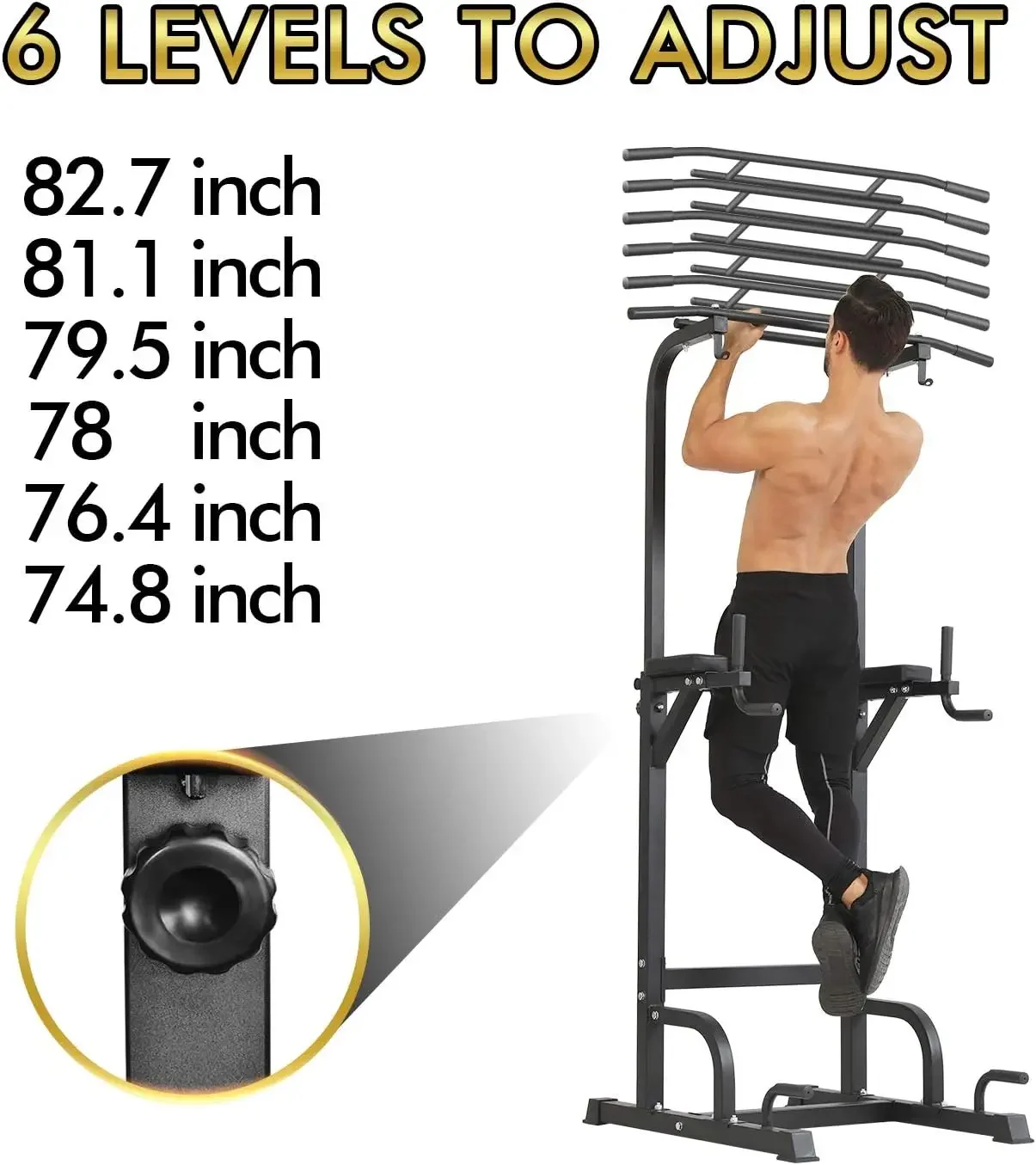 Power Tower, Pull Up Bar Dip Station/Stand for Home Gym Strength Training Workout Equipment