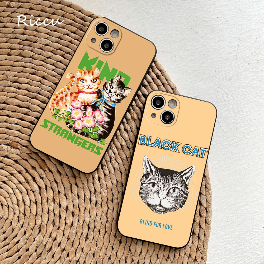 FOR IPhone 14 Luxury Ins Design Funny Cat Phone Case FOR IPhone 14 11 12 Pro 8 7 Plus X 14 Pro MAX SE XR XS 13 MINI Soft Covers