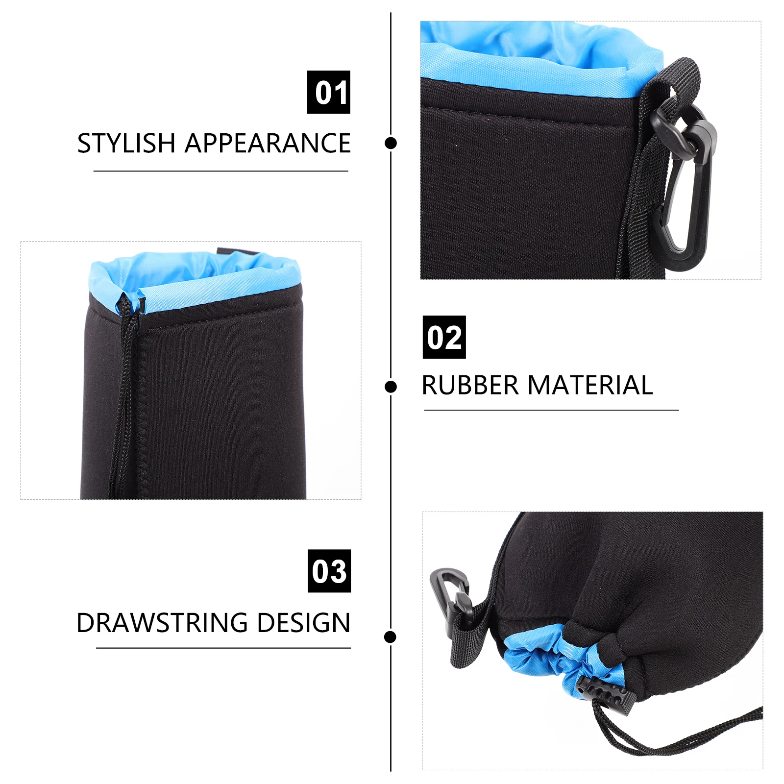 

4pcs Neoprene Lens Pouch Waterproof Camera Case For Dslr Mirrorless Lens Drawstring Design Scratchproof Portable Camera