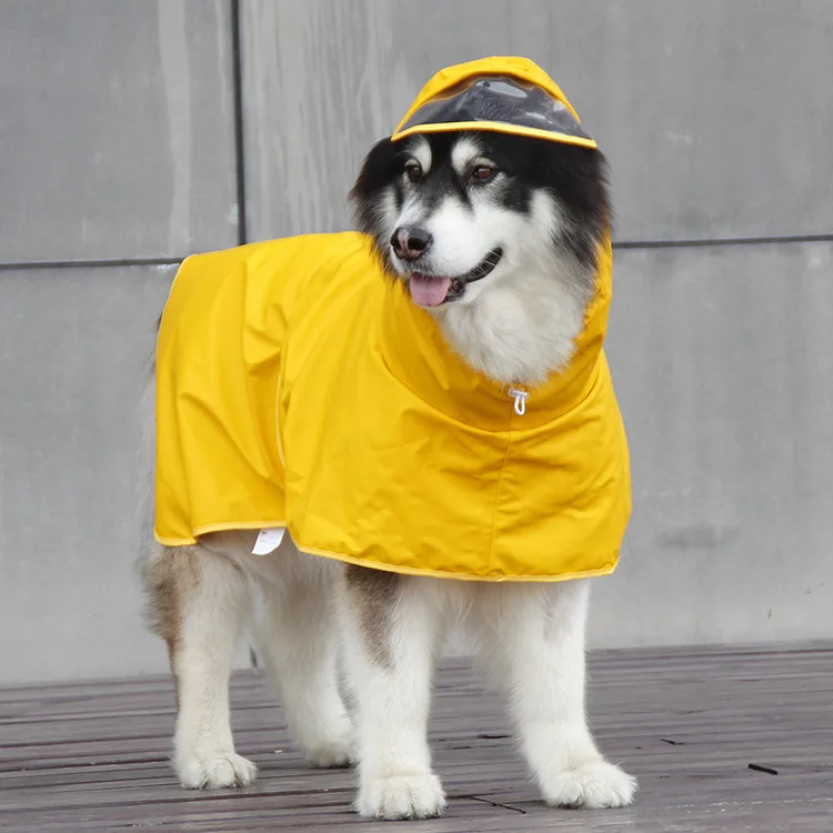 Waterproof Hooded Dog Rain Cape Belly Protection Pet Raincoat for Medium Large Dogs Golden Retriever Samoyed Outdoor Clothes - view 3