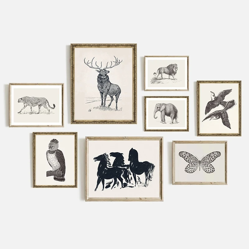 Винтажные постеры и принты с изображением дикой природы, гепарда, слона, красного оленя, льва, печать на холсте, настенная художественная картина для домашнего декора комнаты