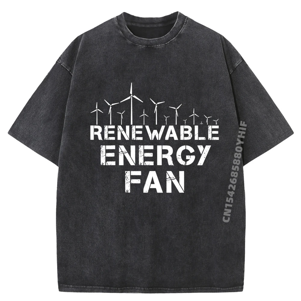 

Electrical Engineer Renewable Energy Engineer Windmill Graphic T Shirts Men Cotton Graphic T Shirts Retro Washed Tops & Tees