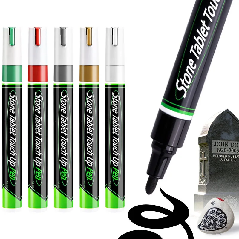 1-20PCS Tombstone Marker Pen for Faded Lettering Granite Stone Repair Paint Quick Dry Oil Based Weatherproof Outdoor Use