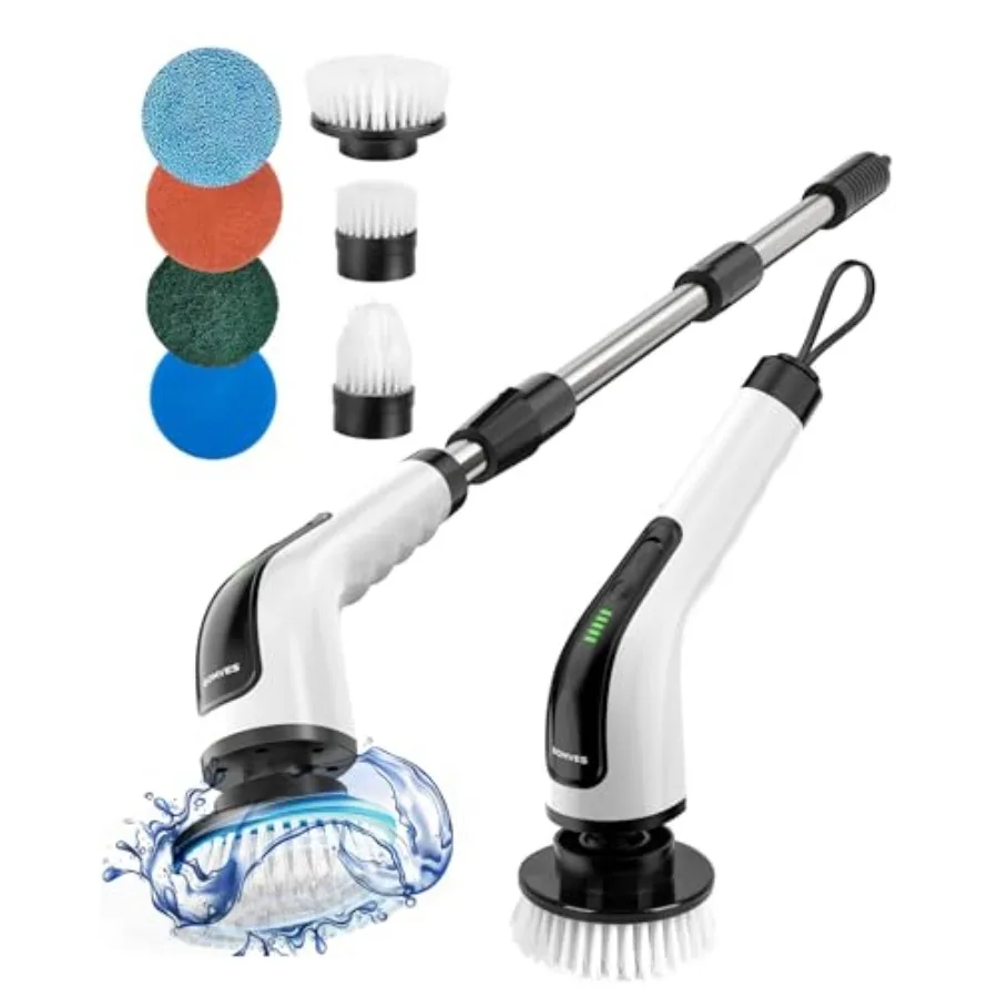 

Electric Spin Scrubber Cordless Cleaning Brush Scrubber for Home 8 Replaceable Brush Heads-90Mins Work Time 3 Adjustable Size 2