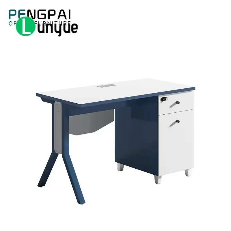 Modern Simple I-Shaped Single Seat Office Desk with Drawer Commercial Home Workstation for Staff Small Space Saving Furniture