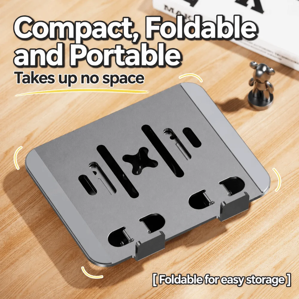 Carbon Steel Tablet Stand 360 Degree Rotation Foldable Tablet Holder Adjustable Non-Slip Base Tablet Rack Desk Use