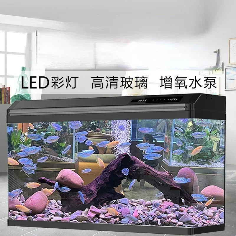 A Fish Tank Living Room Home Floor Glass with Cabinet Aquarium Ecological Change Water Medium New Fish Globe