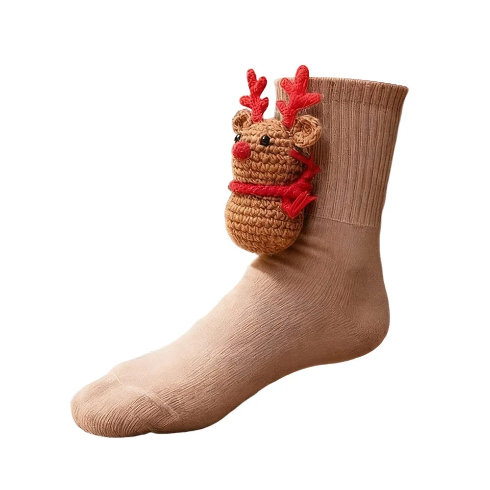 

Creativity 3D Prints Christmas Socks Thick Warm Animal Socks Hand Crocheted Breathable Winter Socks for Men & Women