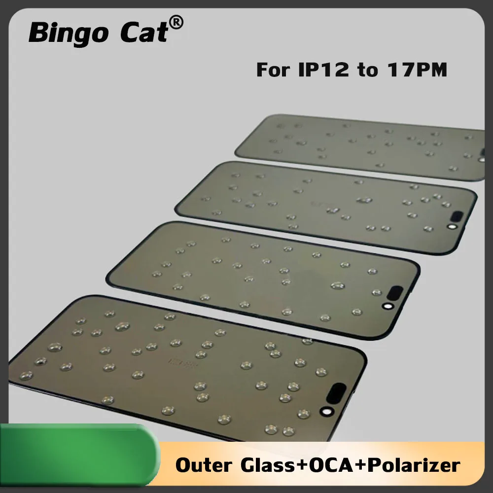 

5pcs Novecel 3 in 1 Outer Glass With OCA With Polarizer For iPhone 12 13 mini 14 15 16 17 PLUS pro max Glass Replacement