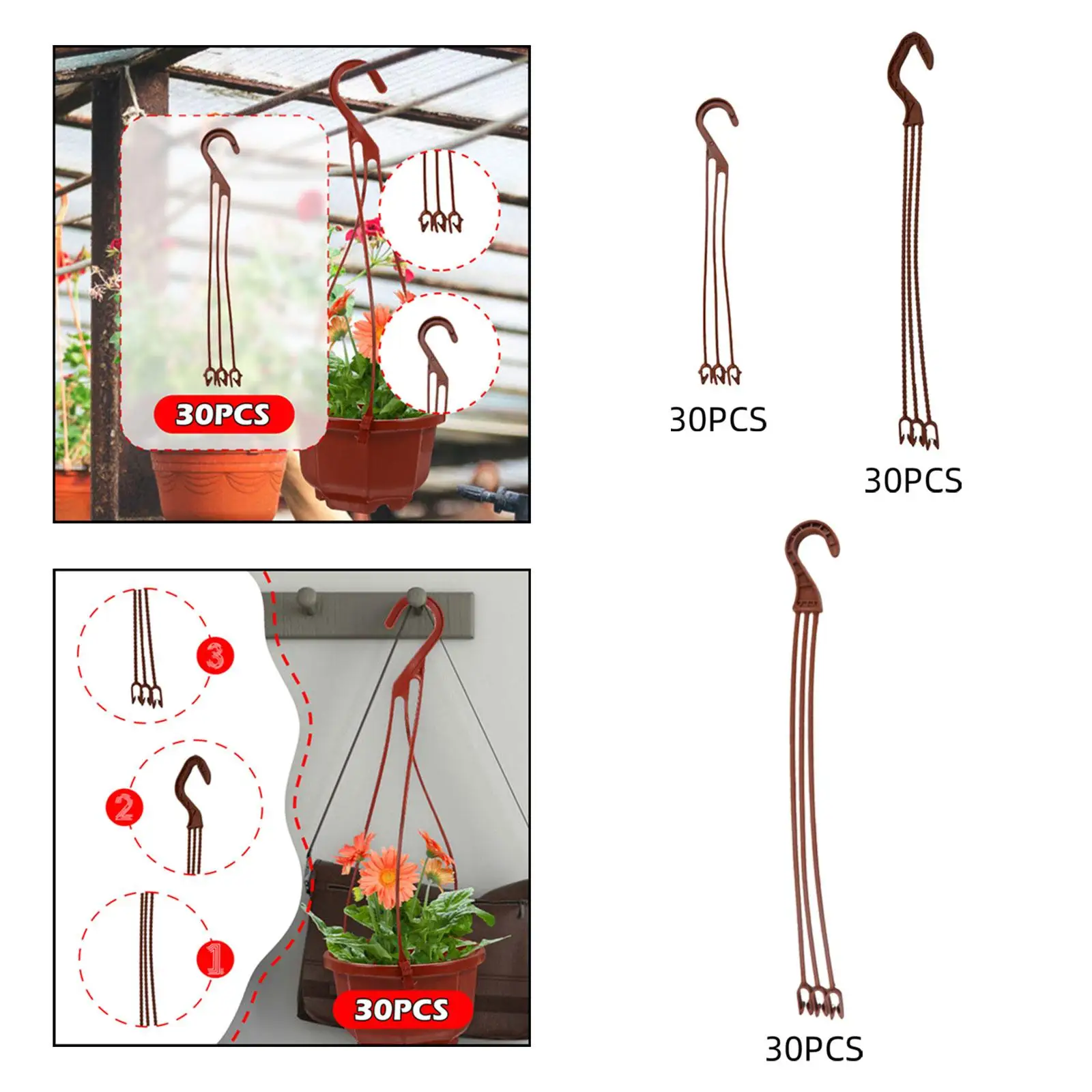 

30 Pieces Planter Hanging Hooks Planter Hangers for Flowerpot Indoor Pots