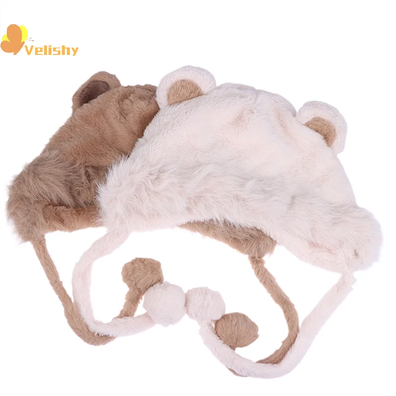 الخريف والشتاء الدراجات الدافئة ومتعددة الاستخدامات حماية الأذن لطيف فروي الثعلب الفراء الدب الأذن قبعة تبدو صغيرة قطعتين هود وشاح مجموعة