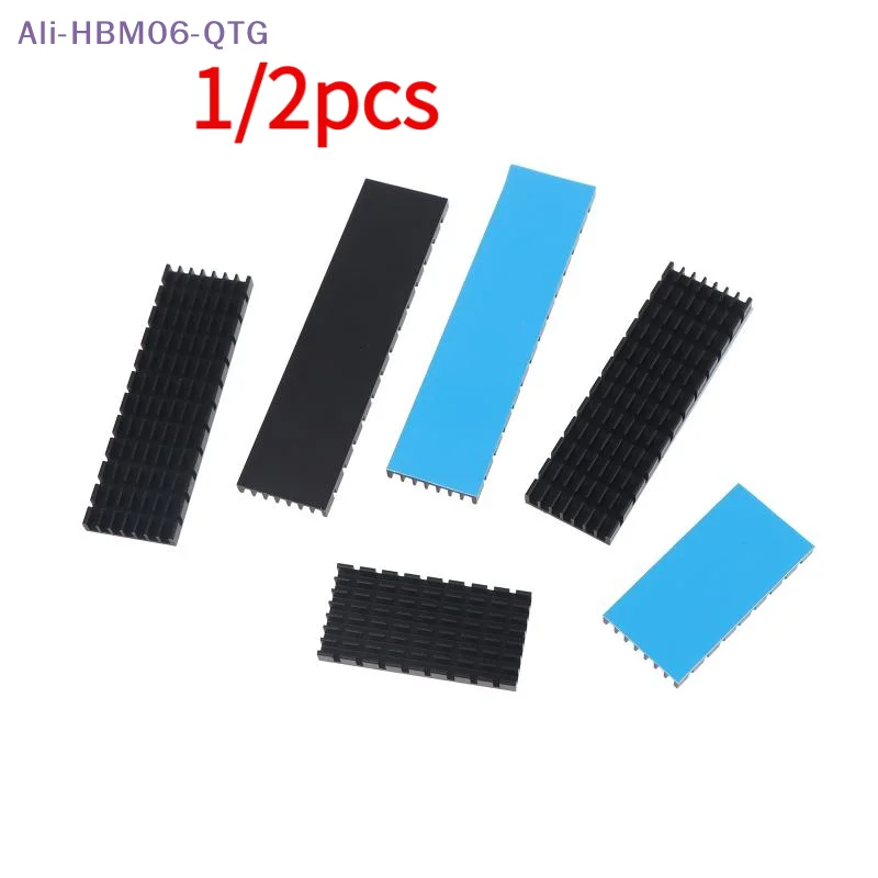 [New] 1/2pcs Aluminum Heatsink Radiator Heat Sink For Electronic RAM Chip LED SSD Cooling With Thermal Conductive Tape