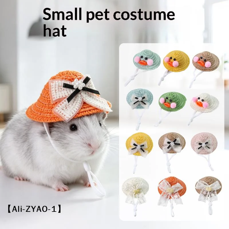 Niedlicher kleiner Haustier-Häkelhut, Mini-Haustier-Kopfbedeckung für Hamster, Papageien, Streifenhörnchen, Dekorationszubehör für Hamster, Meerschweinchen und kleine Haustiere.