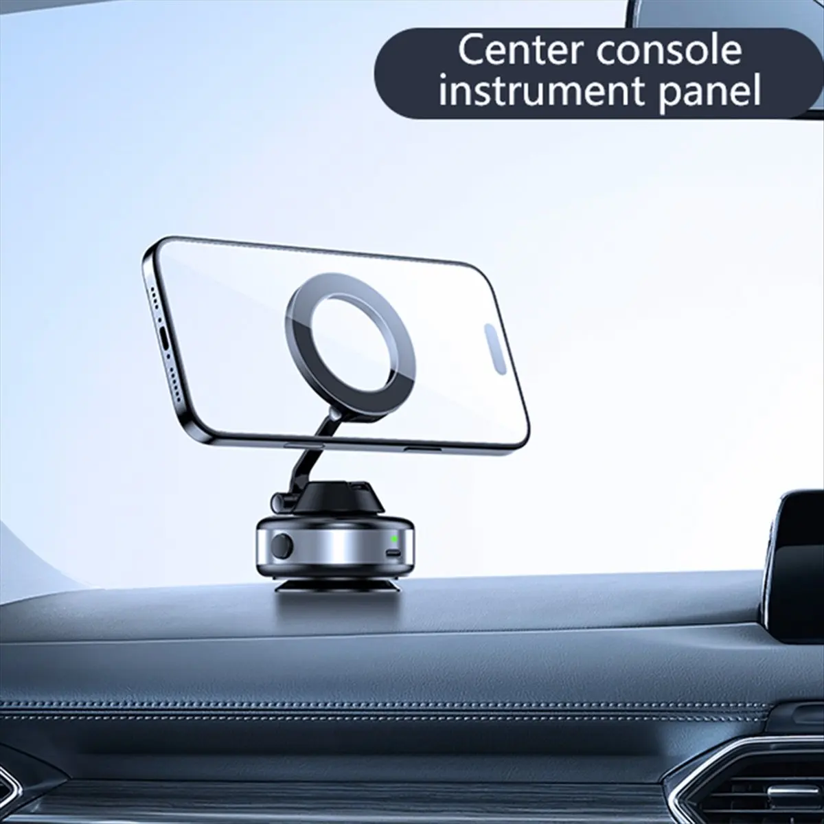 ABGN 360° Magnetic Car Vacuum Phone Mount Holder, Electric Suction, Anti-Shake, Ultra-Stable Fit for All Car Phones Silver