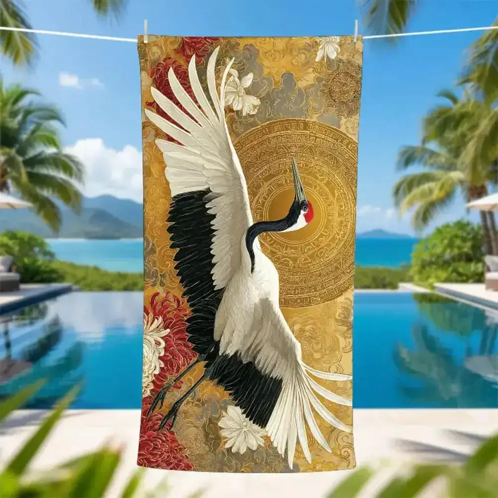 A Beach Towel Featuring Ethnic Design Elements,Straw Painting Display Wall, National Trend Clothing Store, Bird Festival, Straw