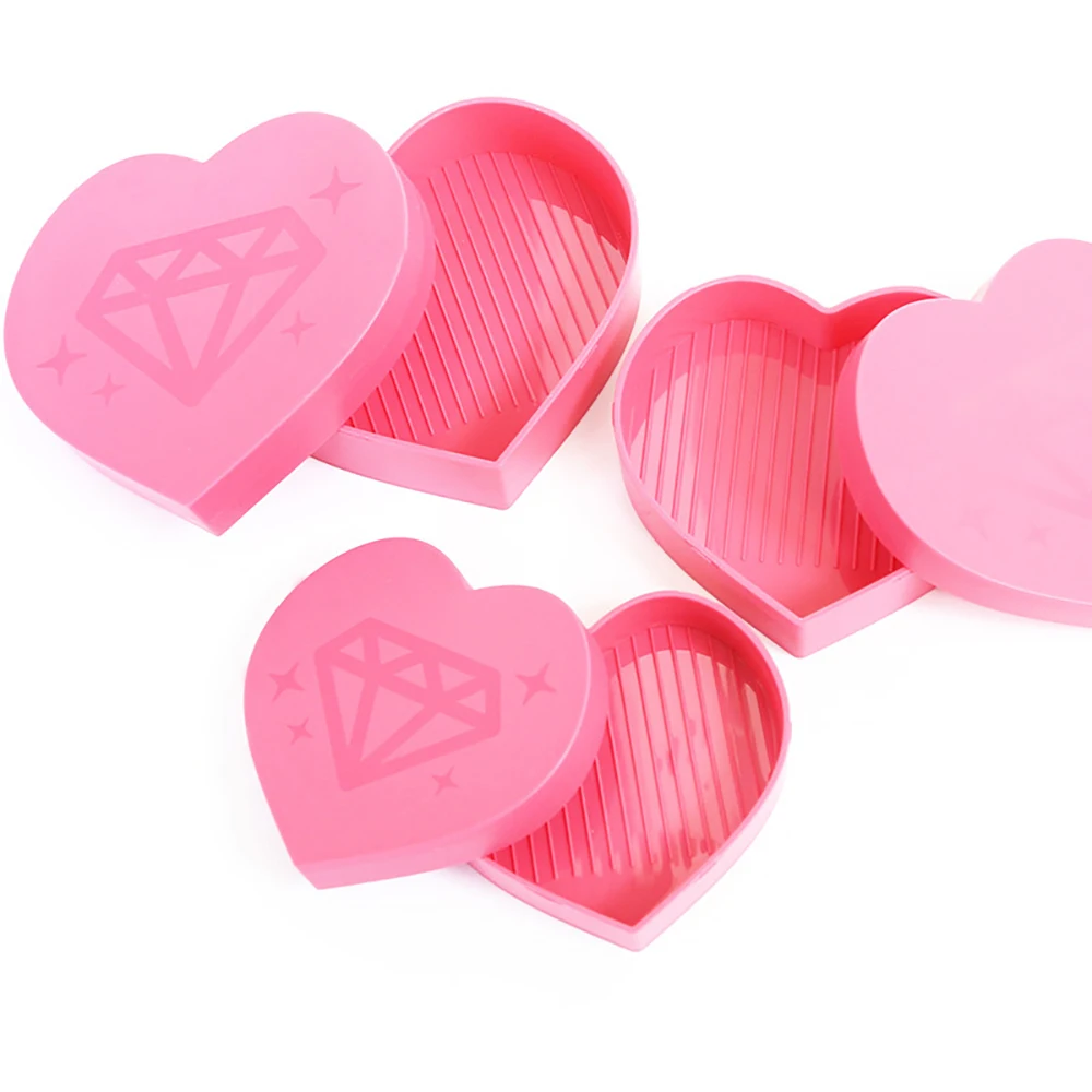 Heart-Shaped Diamond Painting Tray Storage Box Plastic Drill Plate Cross Stitch Embroidery Diamond