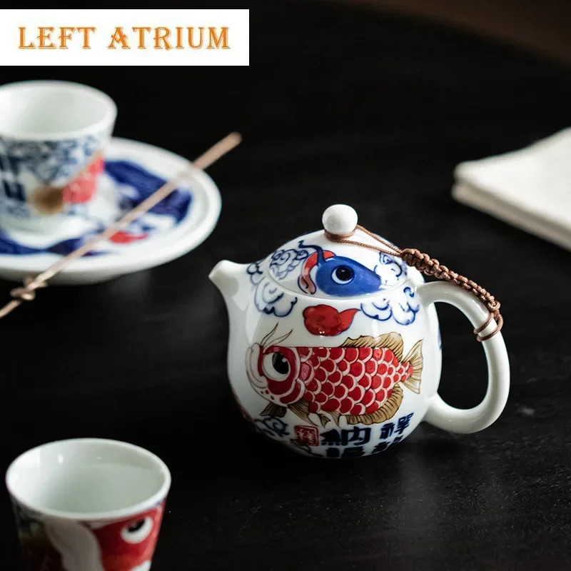 

150ml Chinese Dragon Fish Teapot Zen Dargon Egg Pot Tea Soaking Kettle with Ball Hole Kung Fu Tea Tea Items Supplies Decoration