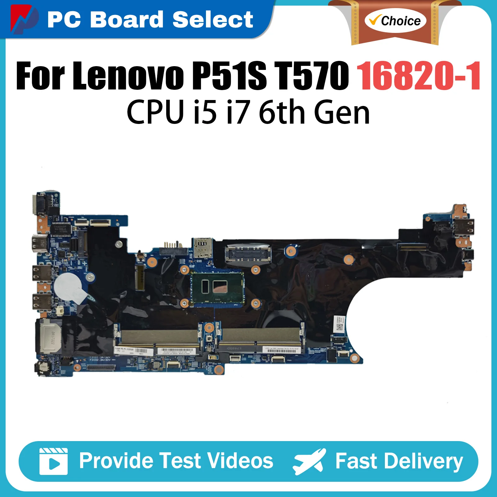 For LENOVO P51S T570 Notebook Mainboard 16820-1 with I5 i7 6th Gen CPU 01ER445 01ER461 Laptop Motherboard Full Tested