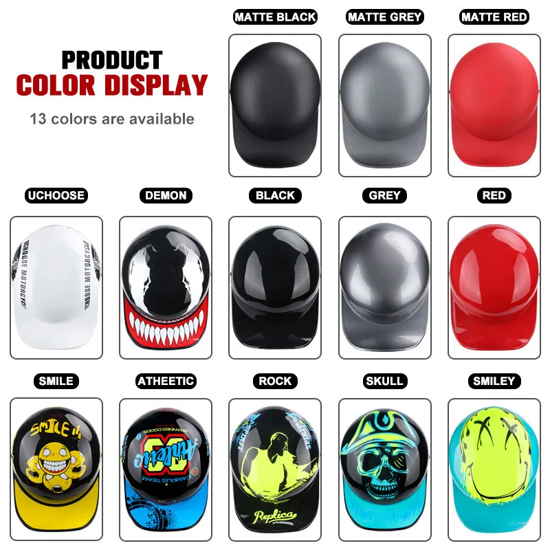 Adult Open Face Summer Retro Bickcles Vintage Half Helmet Baseball Cap Helmets Children Riding Motocross Men Women