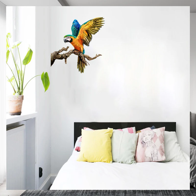 T148# Hand painted Parrot Wall Sticker Bathroom Toilet Decor Living Room Cabinet Home Decoration Decals