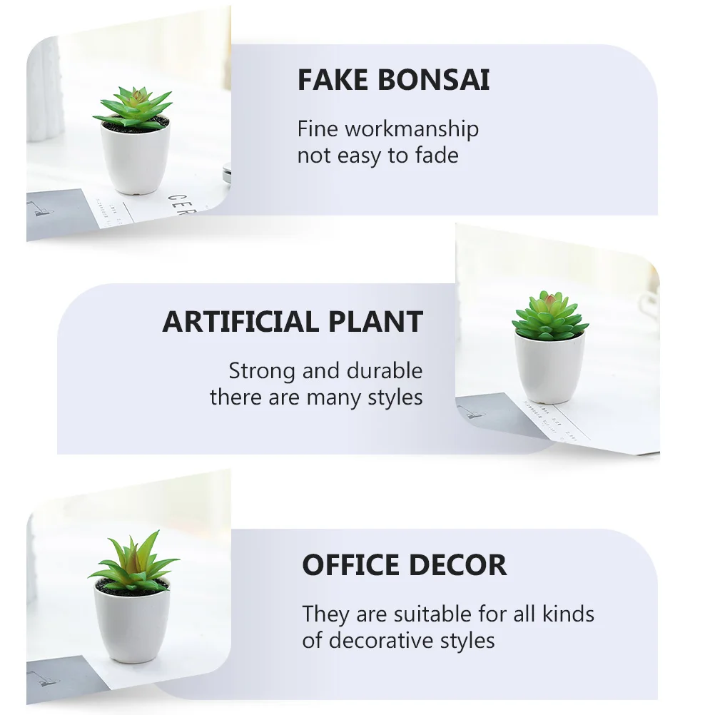 

6pcs Artificial Simulated Succulents Fake Bonsai Office Decor Indoor Plants Home Garden Decoration Pe Faux Room